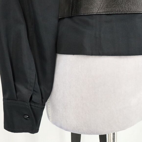 Carmen Marc Valvo Jacket Womens 4 Black Crop Fitted and Leather Belt Size Small - Picture 12 of 16